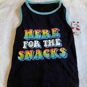 DOG CLOTHES, SHIRT (HERE FOR THE SNACKS)